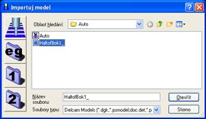 Roletov menu pro import modelu